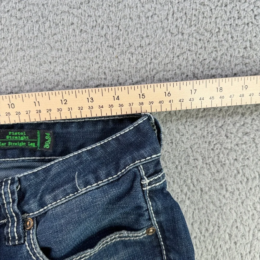 Rock & Roll Cowboy Jeans Mens 30x34 Blue Pistol Straight Regular Leg M1P8555